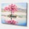 Designart - Japanese Cherry Blossom Tree On Little Idyllic IsLand - Farmhouse Canvas Wall Art Print